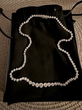 Bloomingdale's Silver Crystal Tennis Necklace - Sparkling White Stones